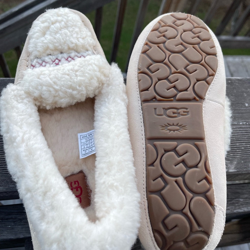 UGG Cream Shearling Lined Slippers Ansley
